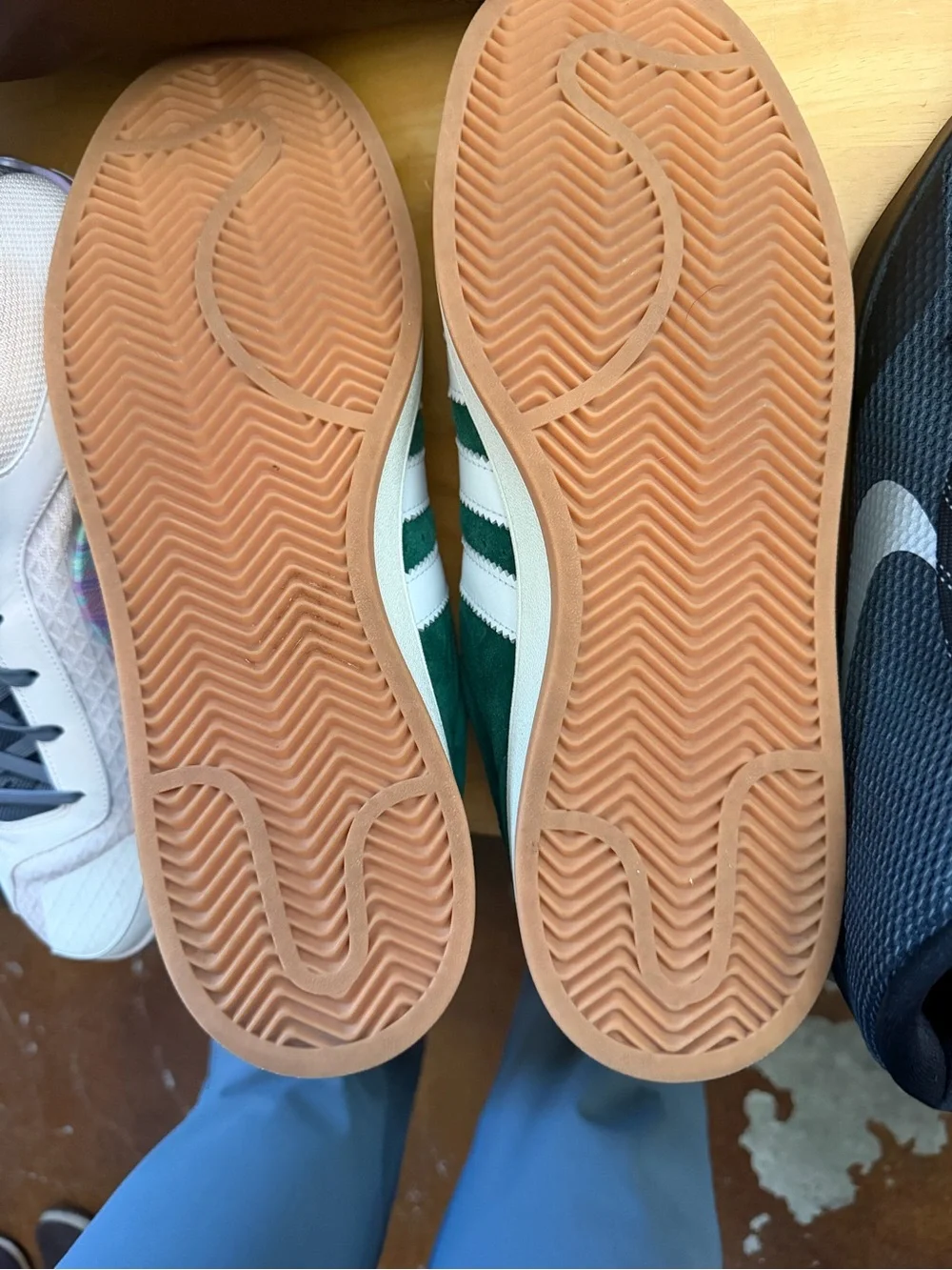 Adidas Campus Men's Green/White Suede Low Top Lace-Up Sneakers